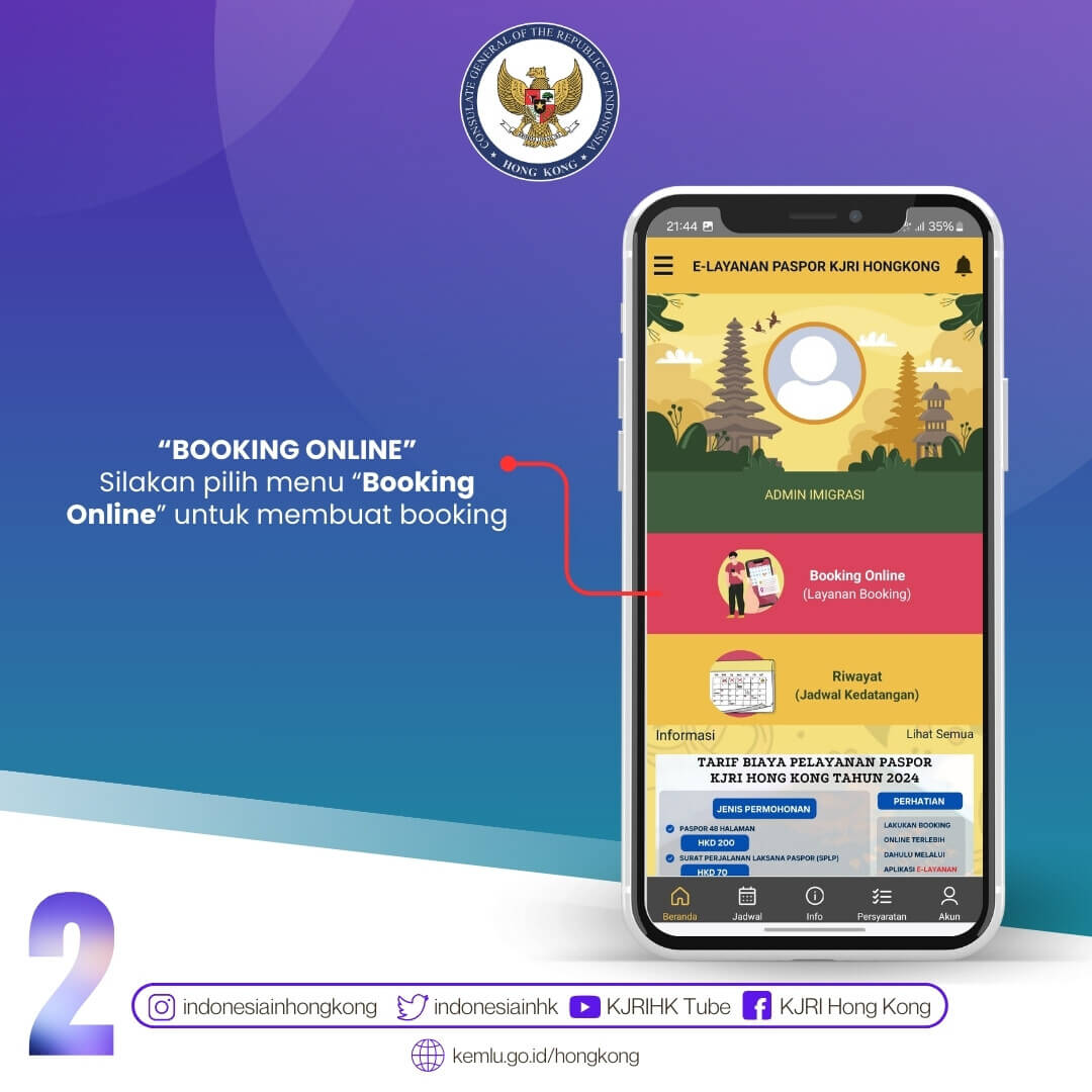 Pilih Menu Booking Online - Untuk Membuat Booking