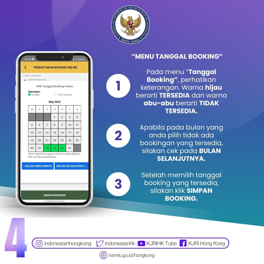 Perhatikan tanggal booking